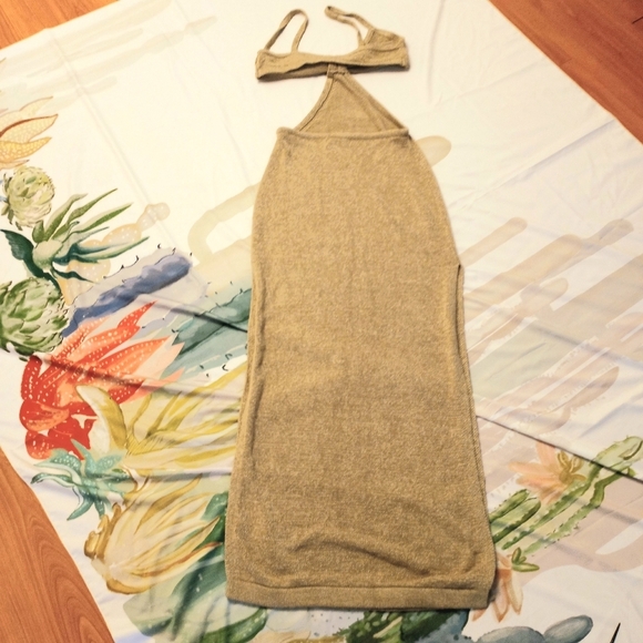 Beige Botany Bohemian Knit Coastal Bodycon Cut Out Y2K Indie Sleeze Maxi… - Picture 5 of 8